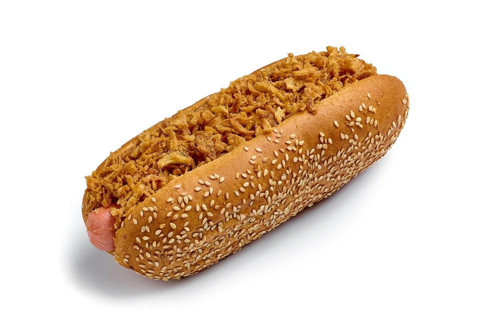 Хот-дог с жаренным луком