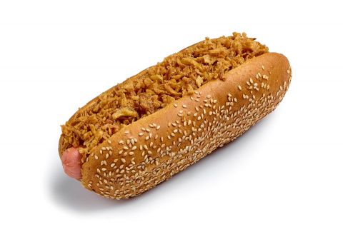 Хот-дог с жаренным луком